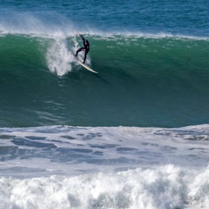The author surfing at San Fancicso’s Ocean Beach