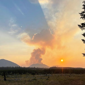 The Hay Creek Fire as seen looking west from Polebridge on the evening of July 30, 2021