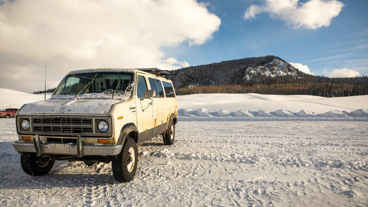 Van parked at Bluebird in Colorado