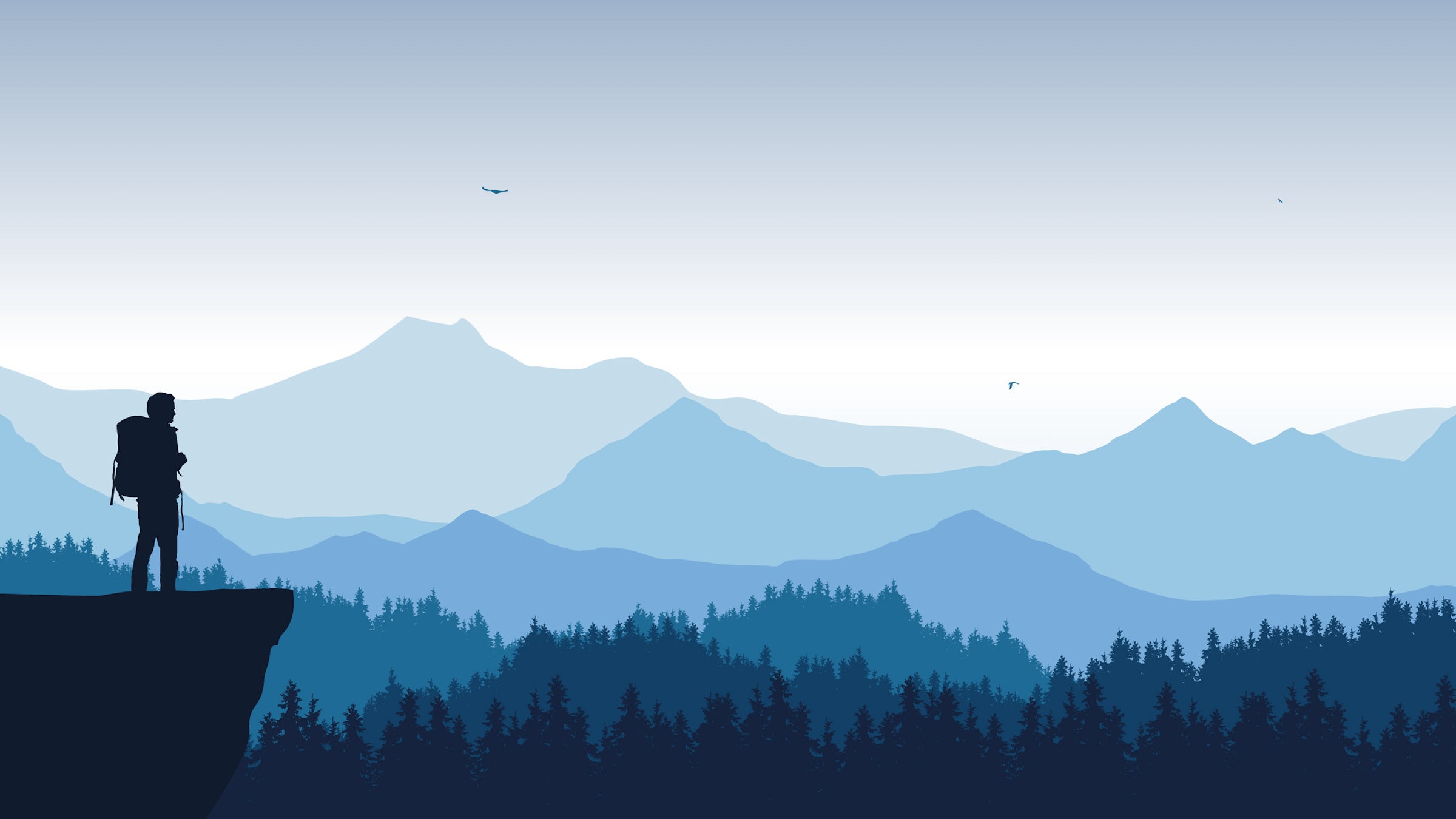 backpacker in mountains