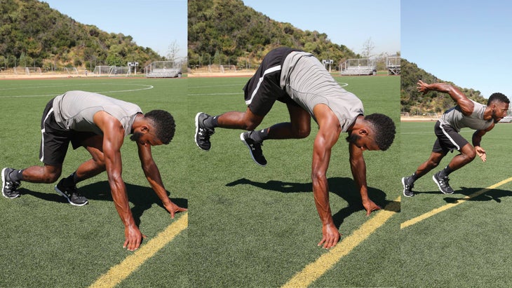 Man performing a 3-bounce and run