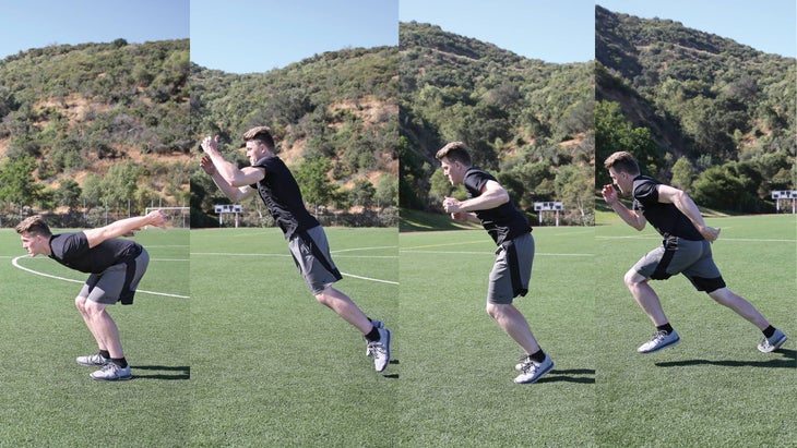 Man jumping and sprinting