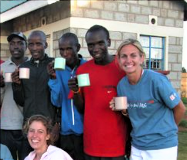 In 2005, American runners enjoyed tea with Kenyan elites (Kipchoge in red) in Kaptagat