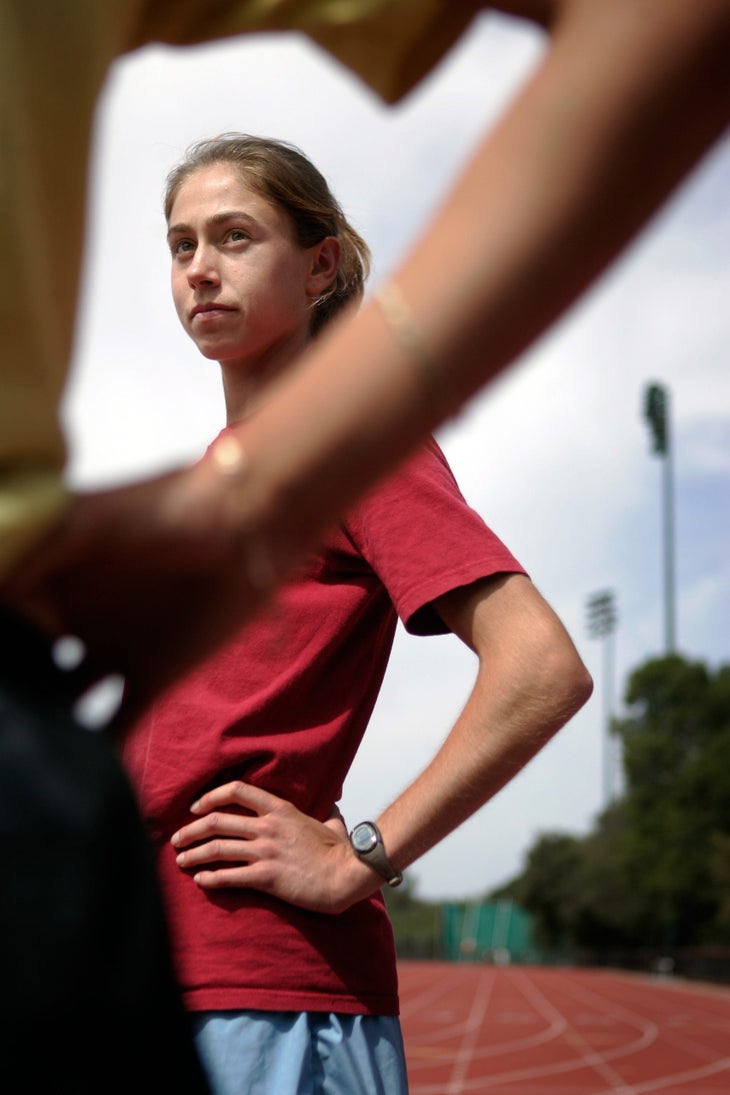 Arianna Landie listening to her coach