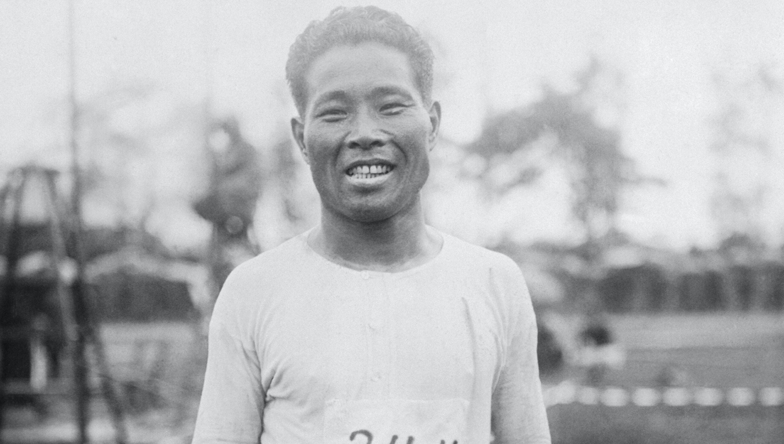 Portrait shot of Shizo Kanaguri before race.