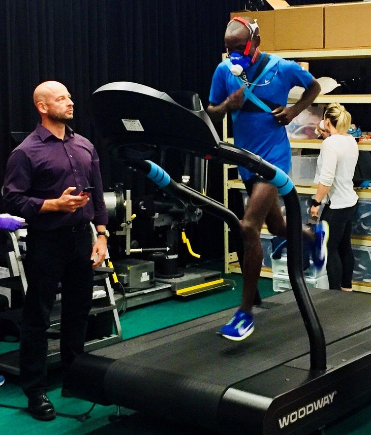 Andrew Jones studying Eliud Kipchoge's biometrics