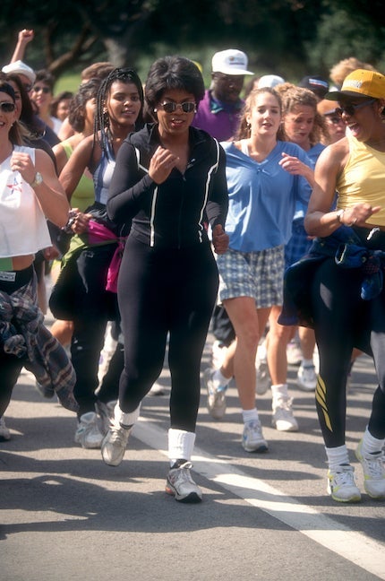 Oprah Winfrey running in Los Angeles.