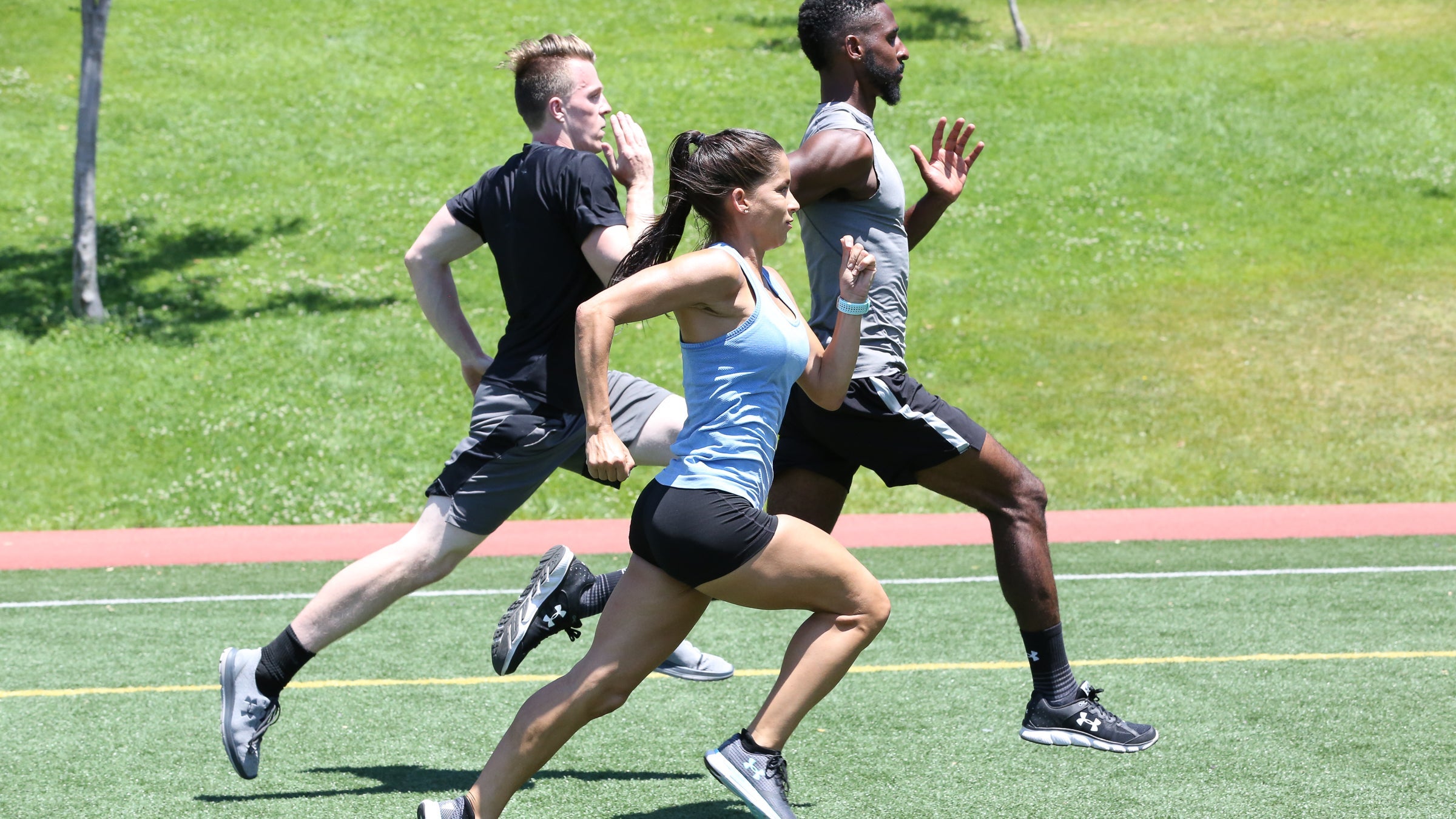 Three runners training