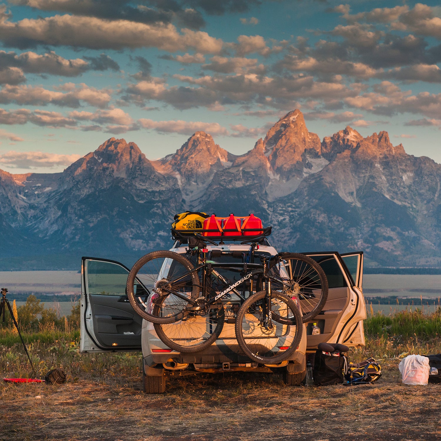 Car camping on Shadow Mountain, east of Grand Teton National Park affords beautiful views of sunrise and sunset over the Tetons.