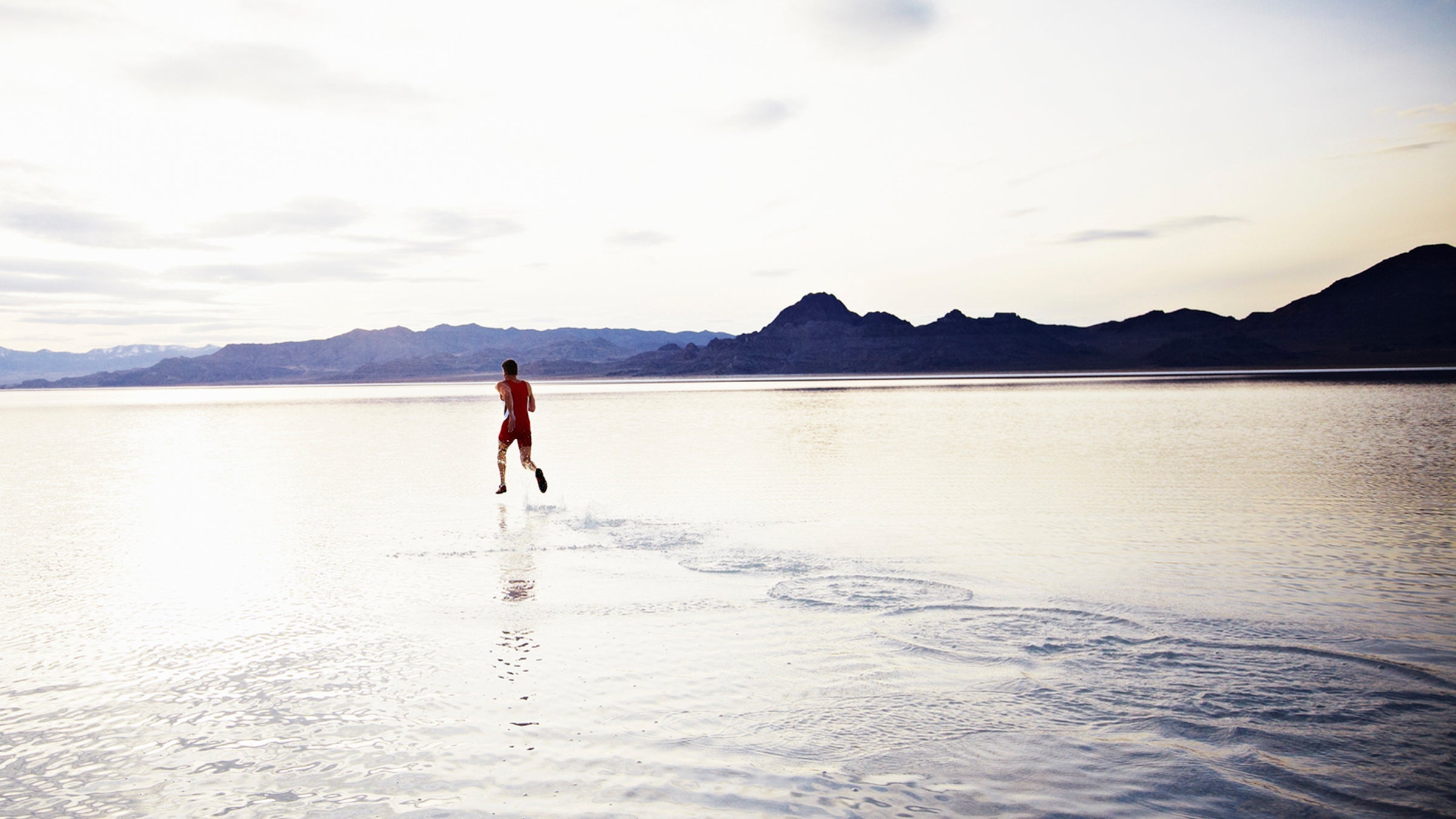 runner on lake