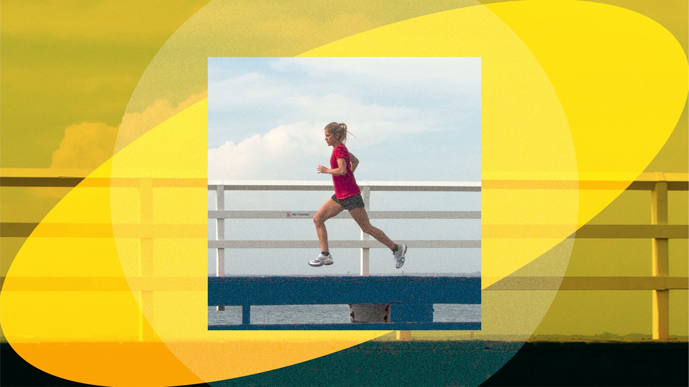 a women with a red shirt is running