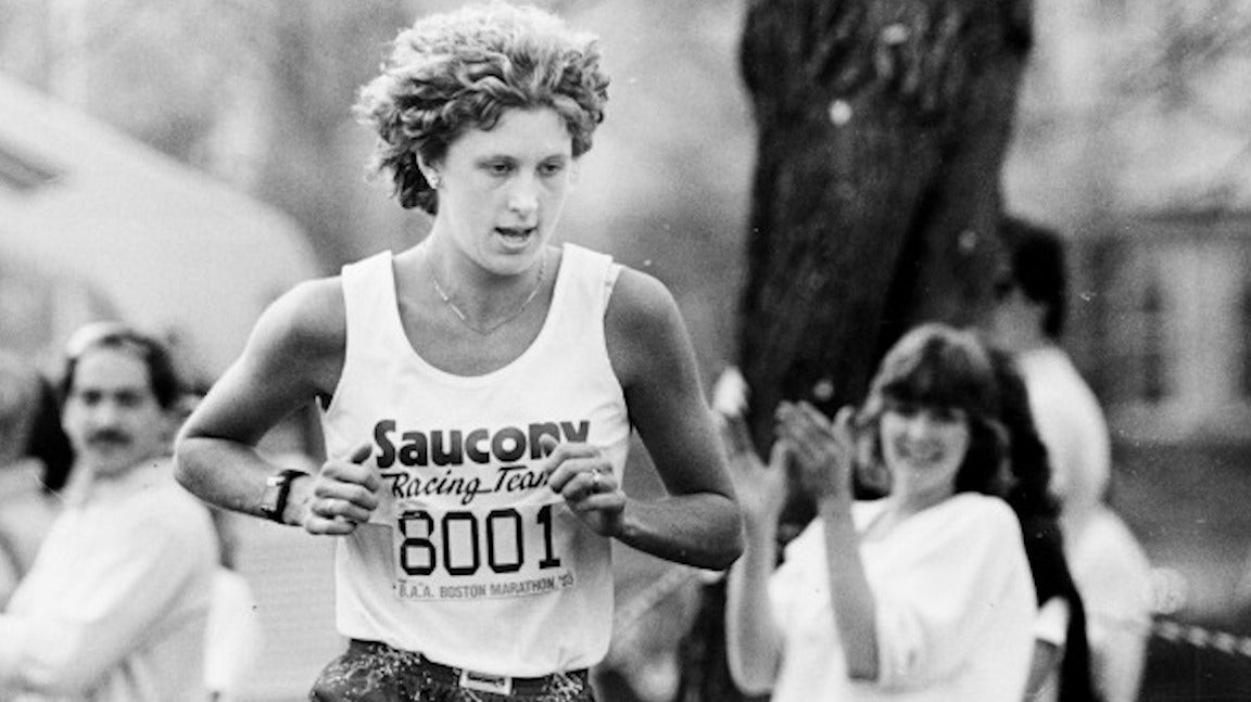 Lisa Larsen Rainsberger running in the Boston Marathon
