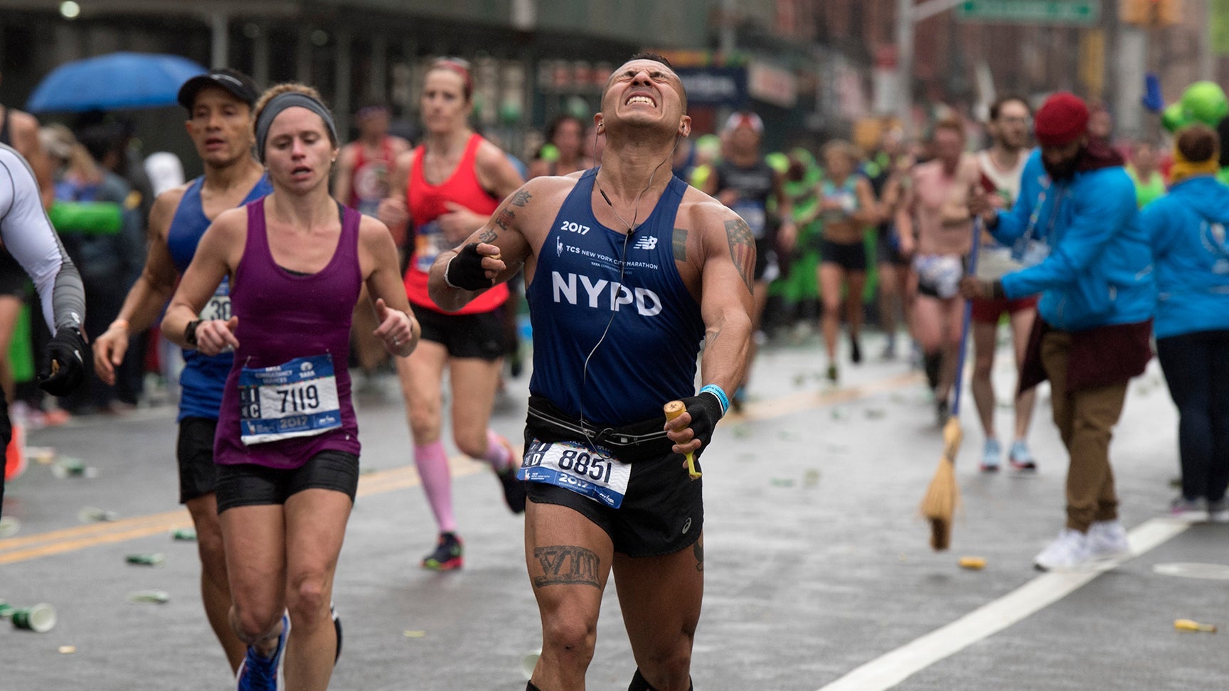 runner hitting the wall in the New York City Marathon