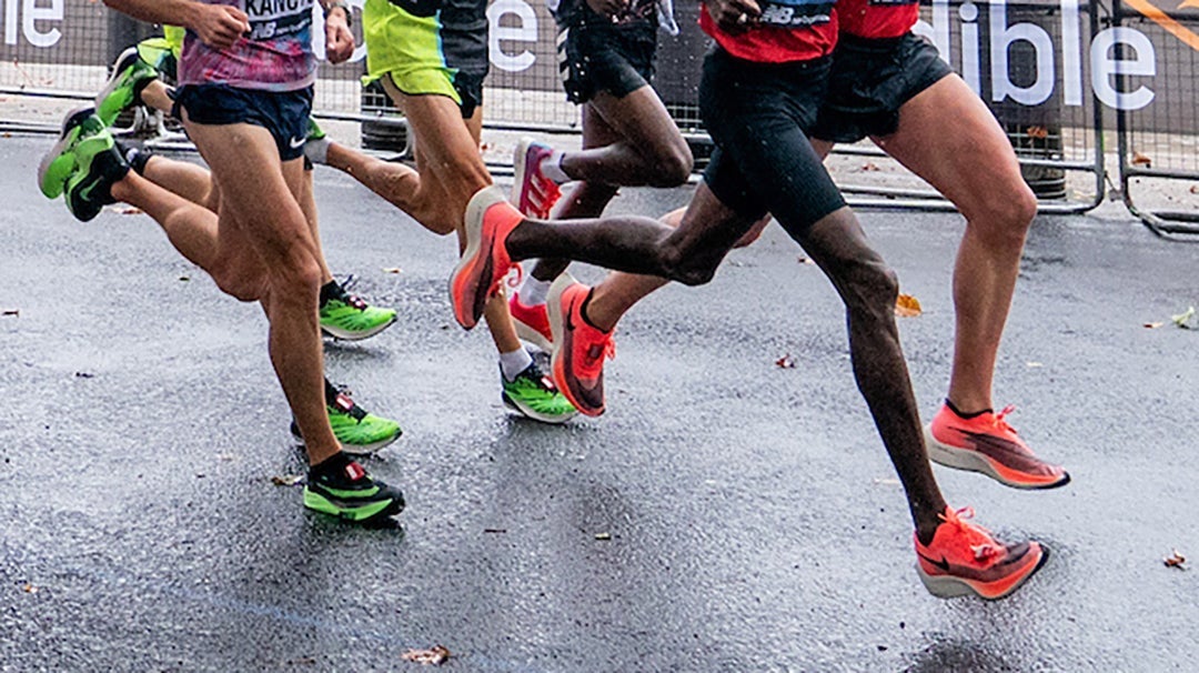 super shoes on pack of marathoners