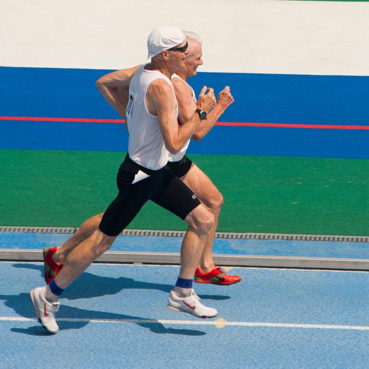 Masters men racing on track
