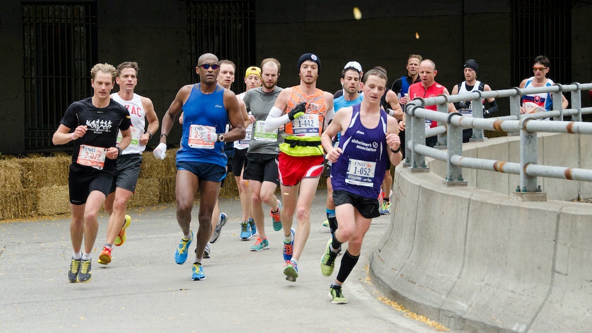 Runners in a marathon.