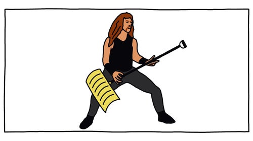 Shovel air guitar illustration