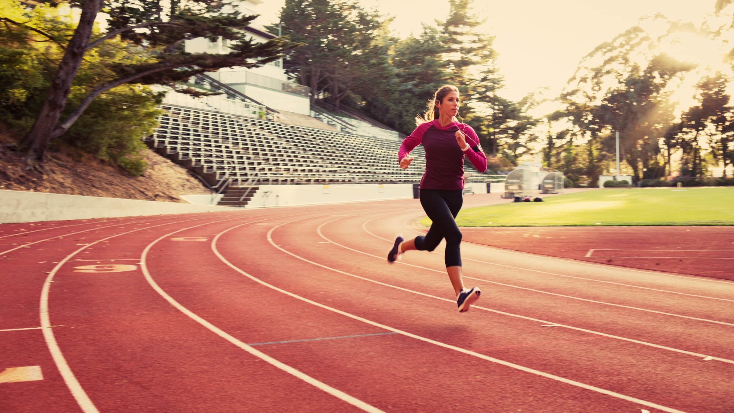A female does speed training on the track