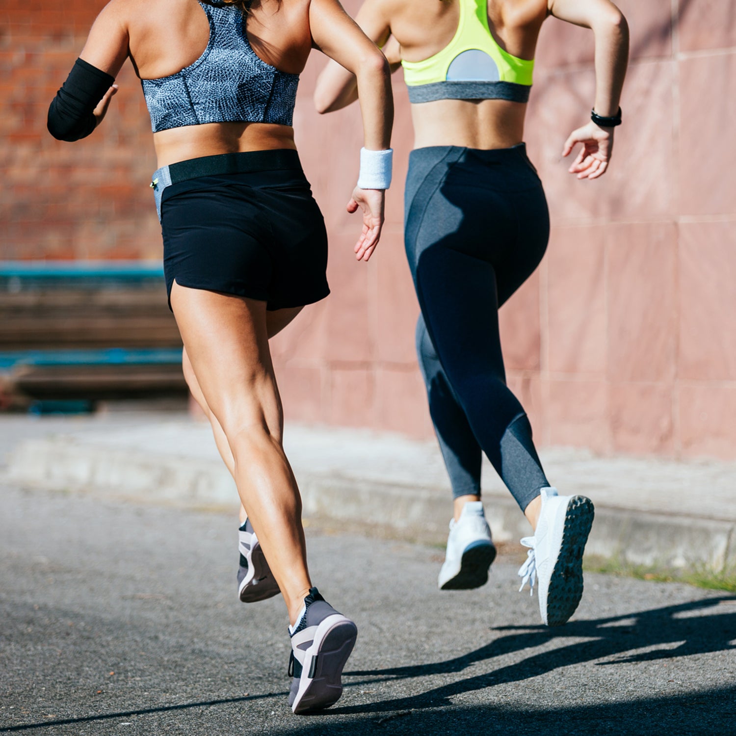 Two runners on the road