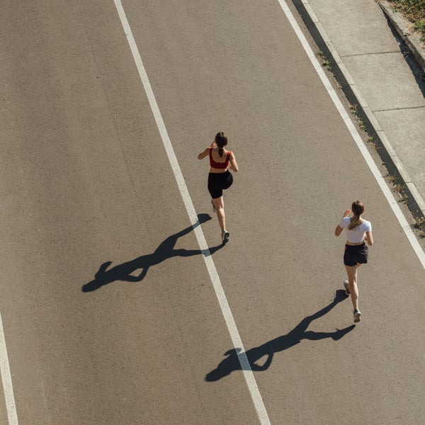 Above shot of two runners