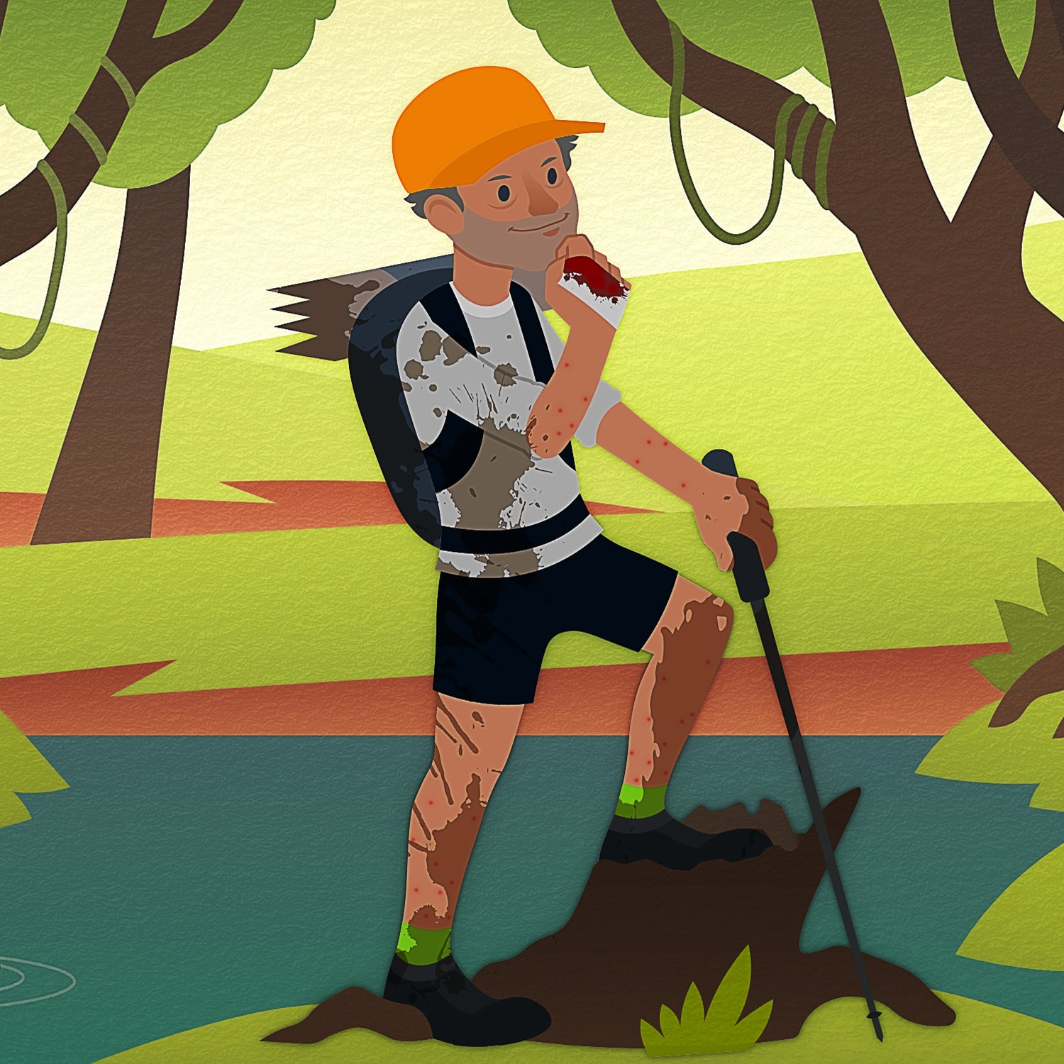 Pondering hiker illustration