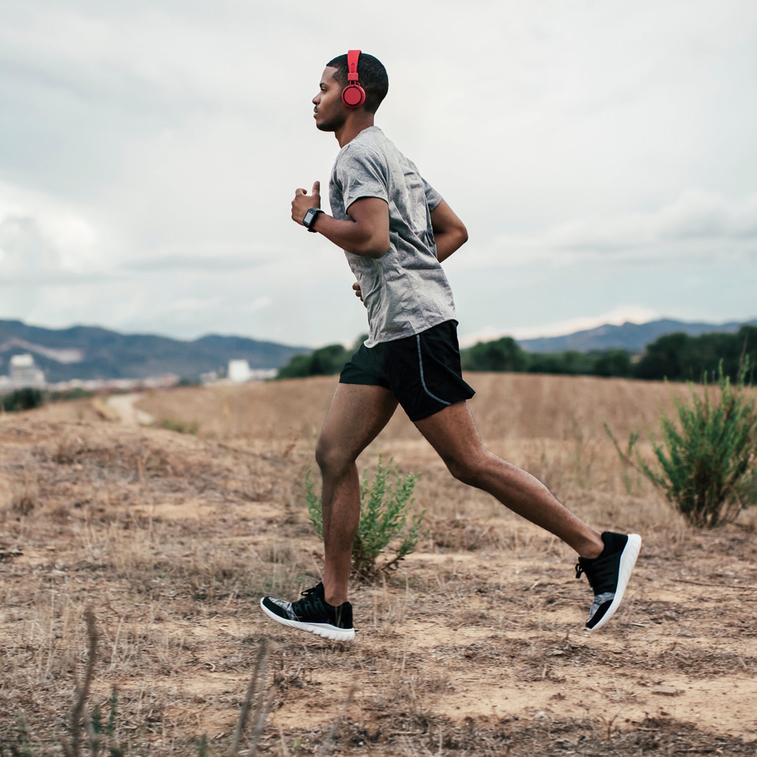 Runner with headphones