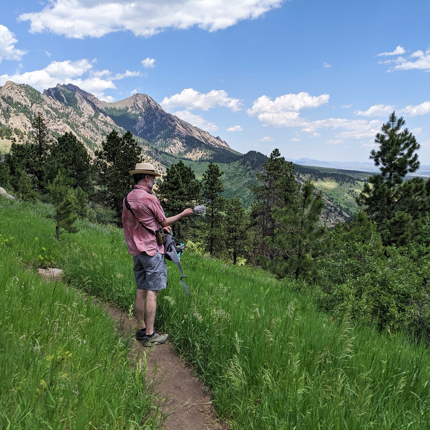 David Haskell Recording in meadow, Colorado