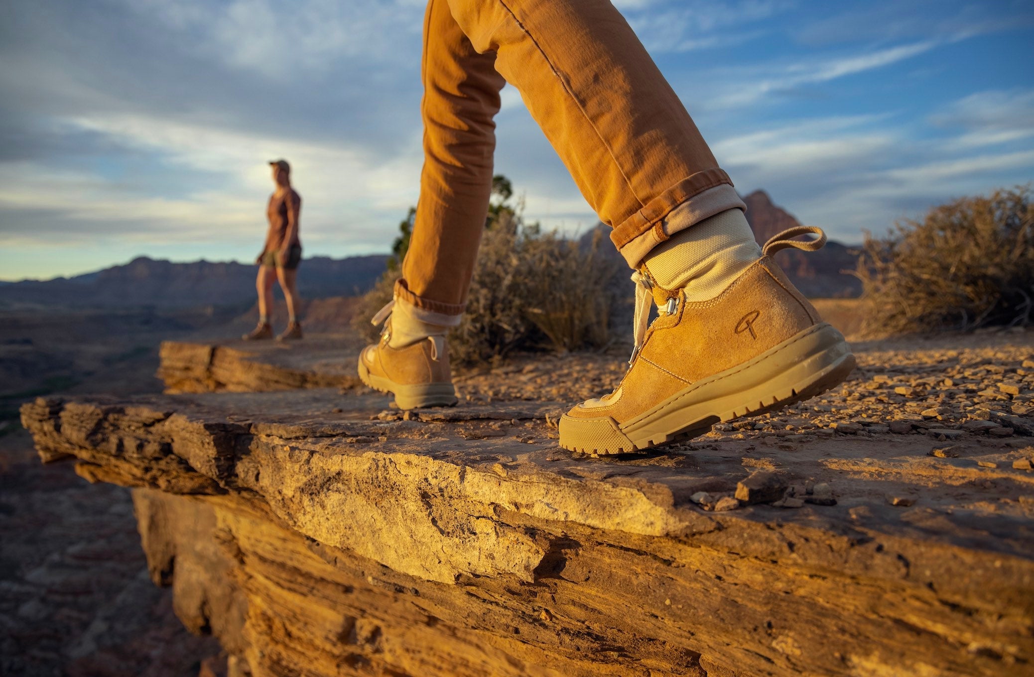 Hiking boots on rocks