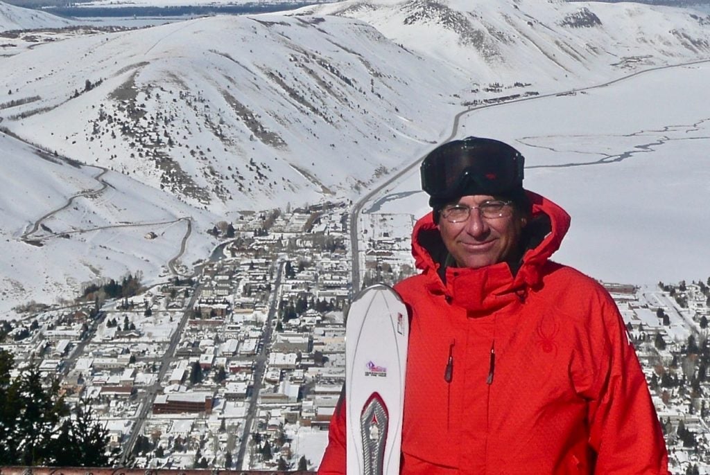 Mike Adams skiing