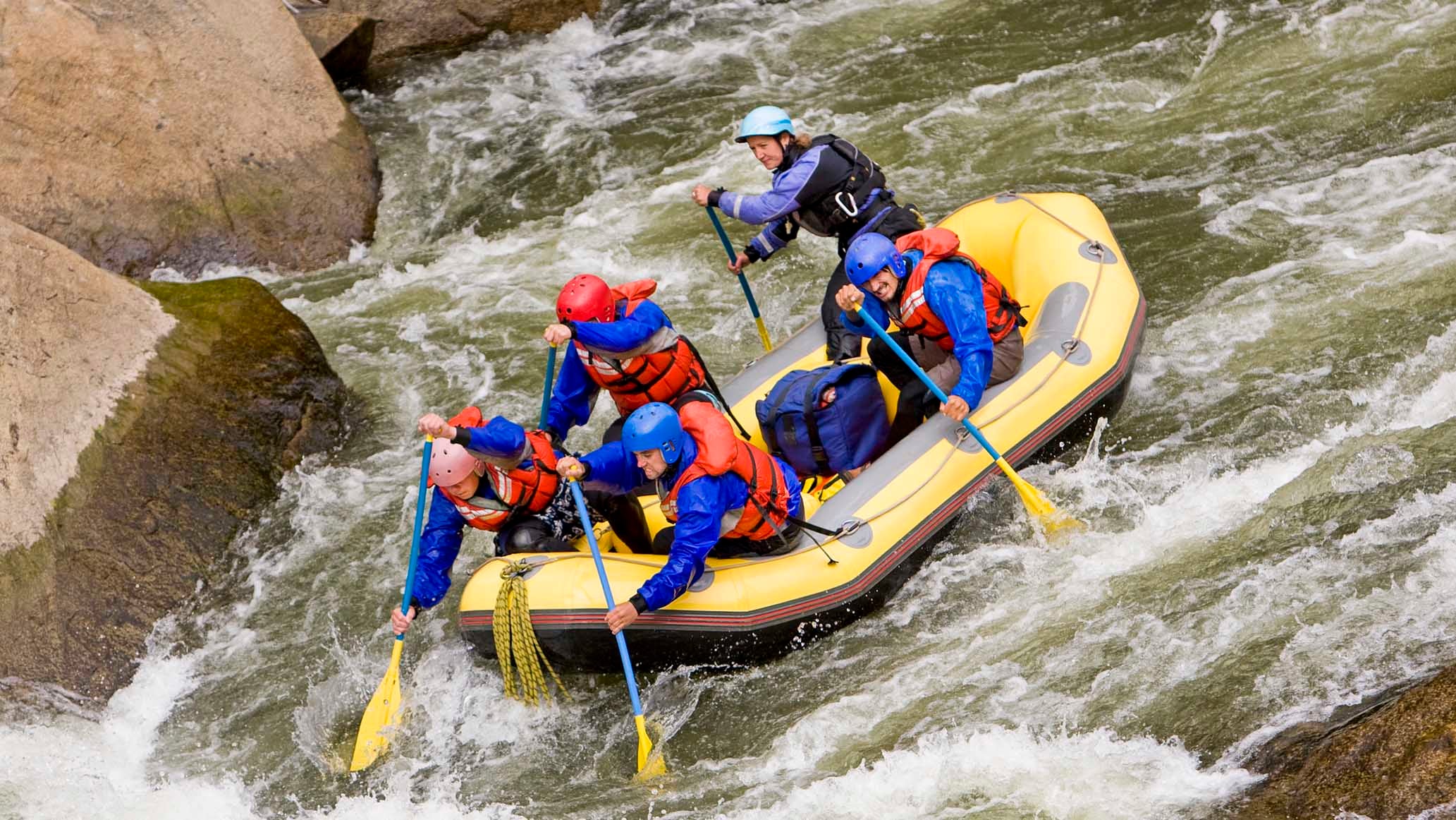A group rafting on the Arkansas River.