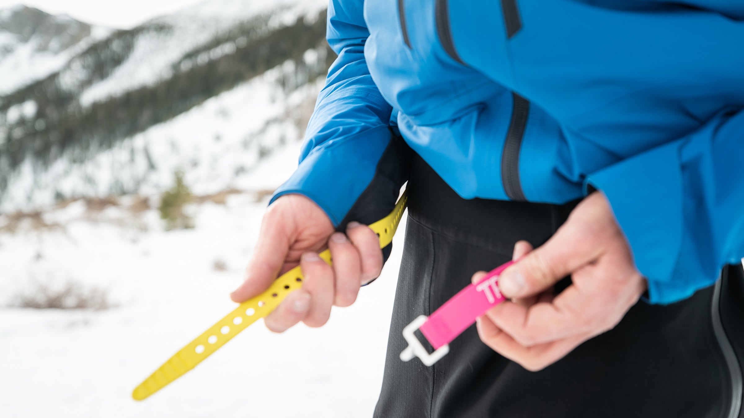 One of the many ways to use your ski strap in the backcountry: a makeshift belt.