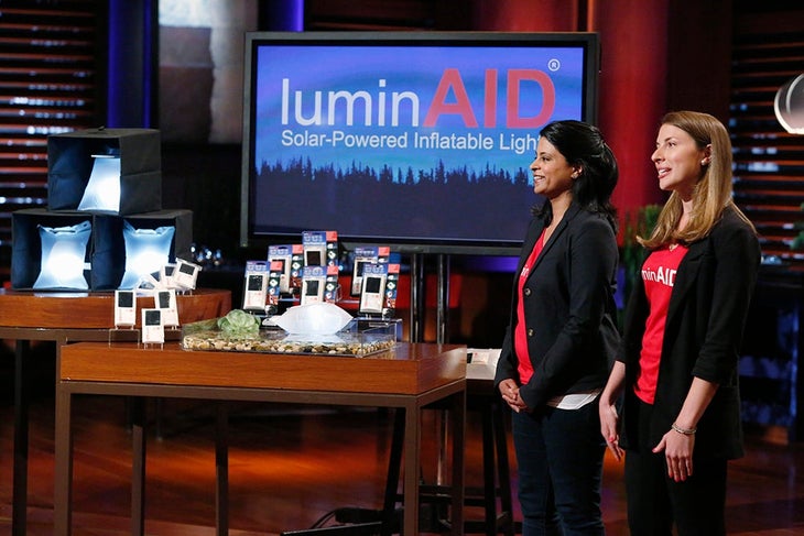 ANDREA SRESHTA, ANNA STORK (LUMINAID) Andrea Sreshta, left, and Anna Stork, co-founders of Luminaid, present their inflatable lanterns on Shark Tank.