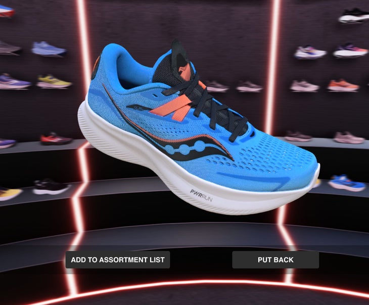 AR detailing of a Saucony shoe