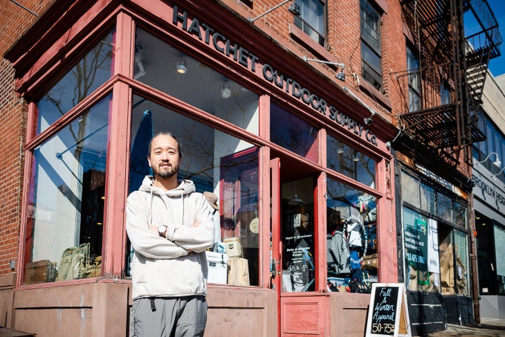 Gene Brooklyn 1 Gene Han crosses his arms outside Hatchet Outdoor Supply Co. in Brooklyn, New York