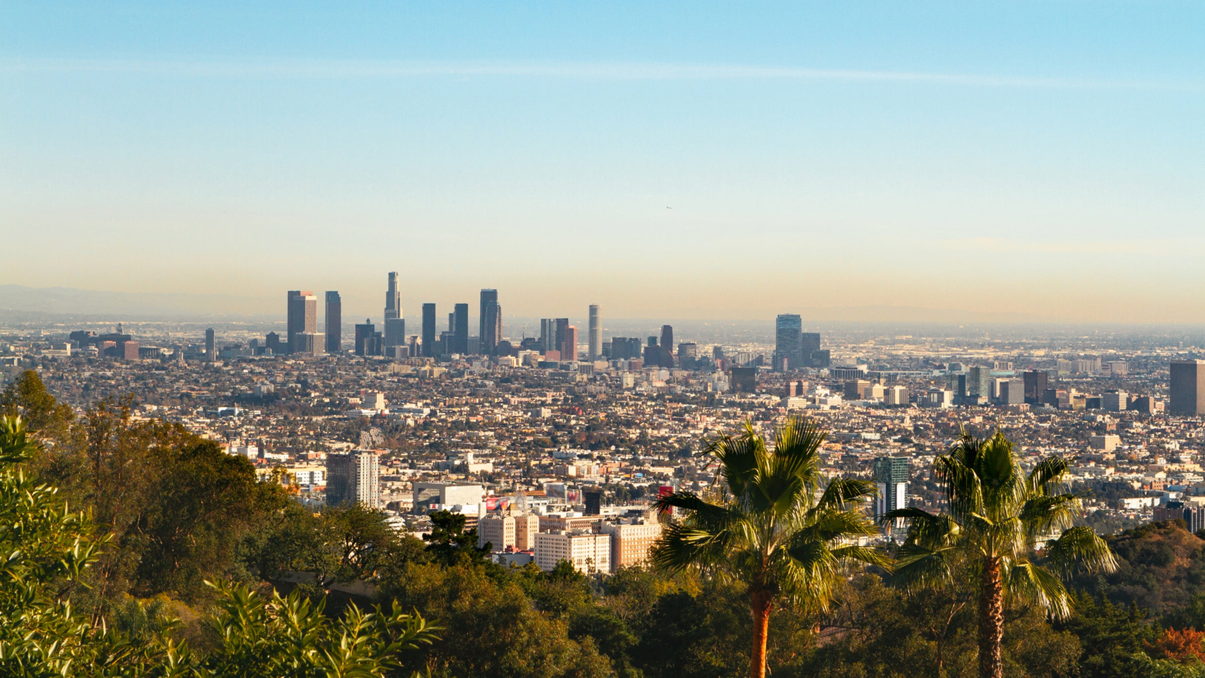 The city skyline of Los Angeles, California.
