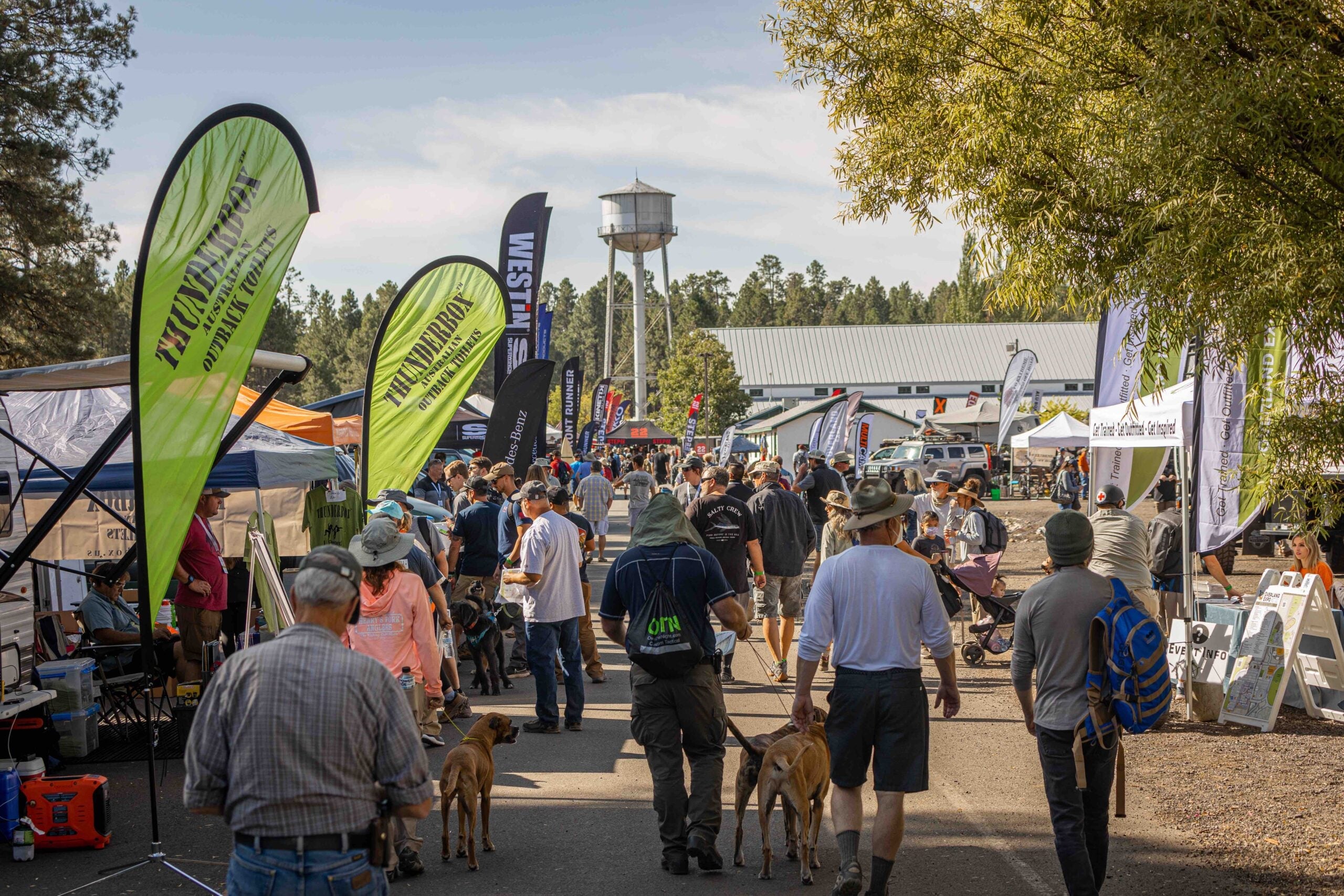 People walking through Overland Expo