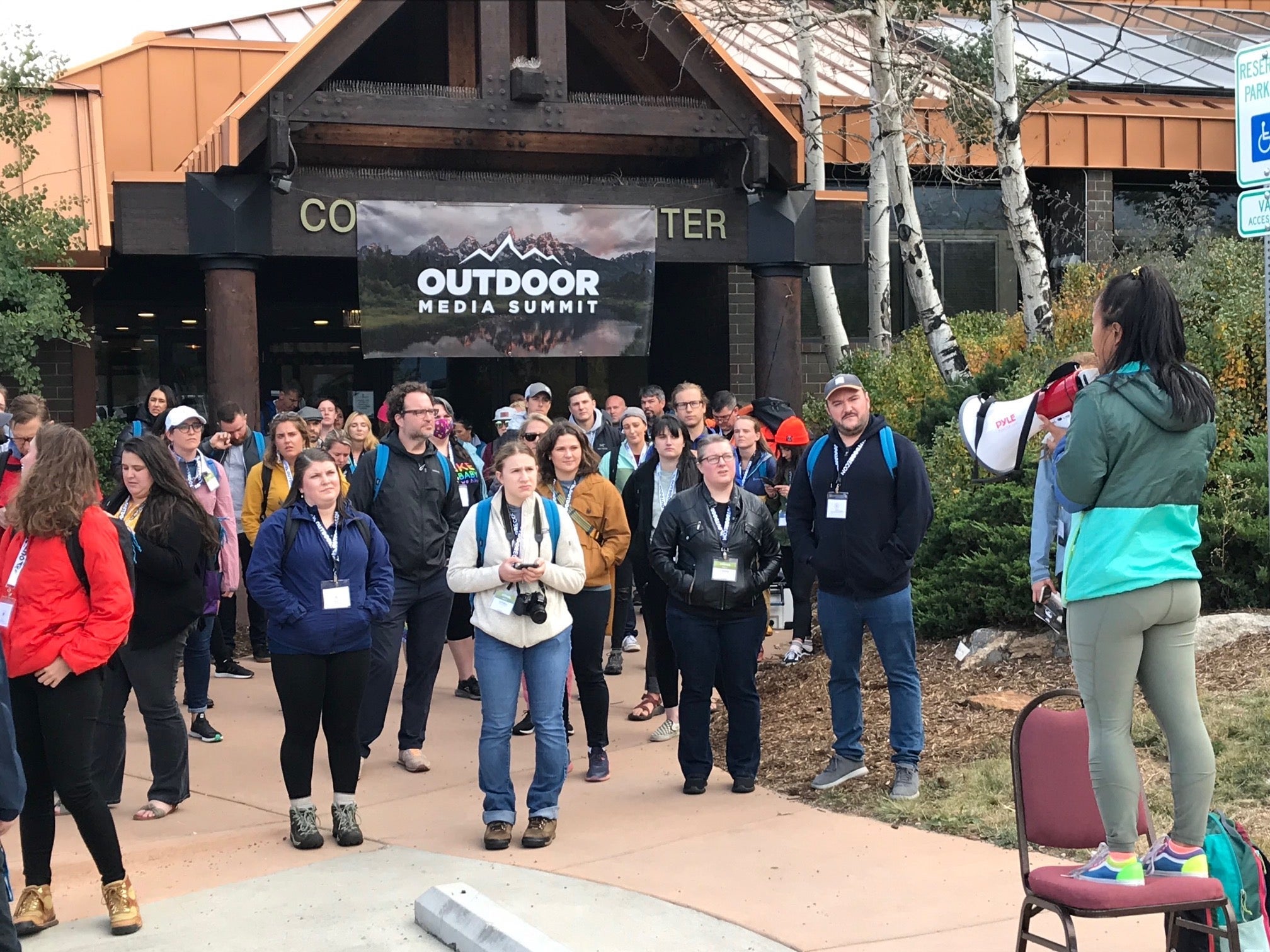 Journalists gather at the the Outdoor Media Summit scavenger hunt