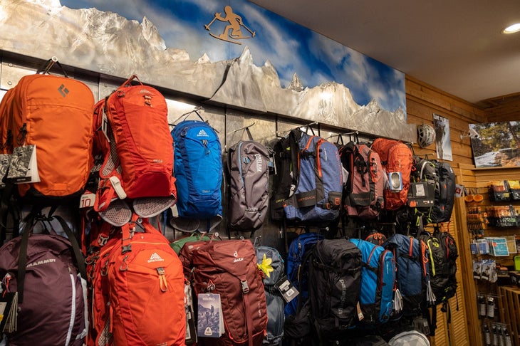 Skinny-6 Pack wall at Skinny Skis