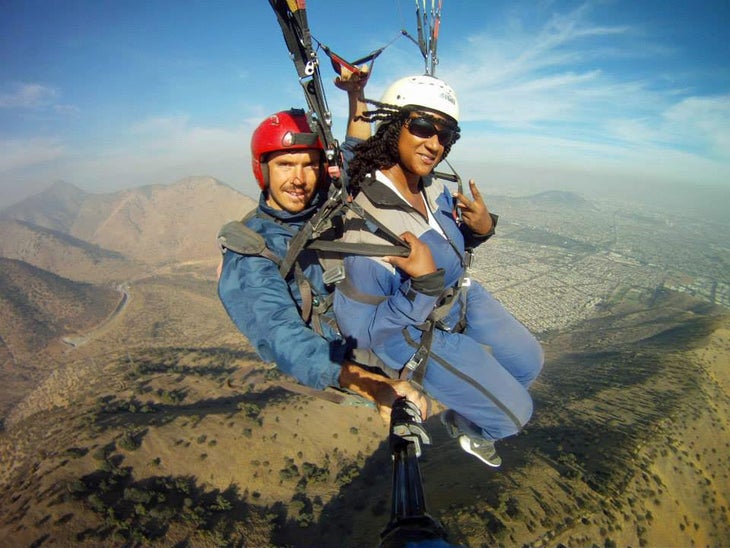 Sonjia Mackey paragliding near Santiago, Chile Sonjia Mackey paragliding near Santiago, Chile.