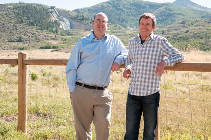 TC12_JimJohnFounders_03 John Bresee and Jim Holland, founders of Backcountry, in a field