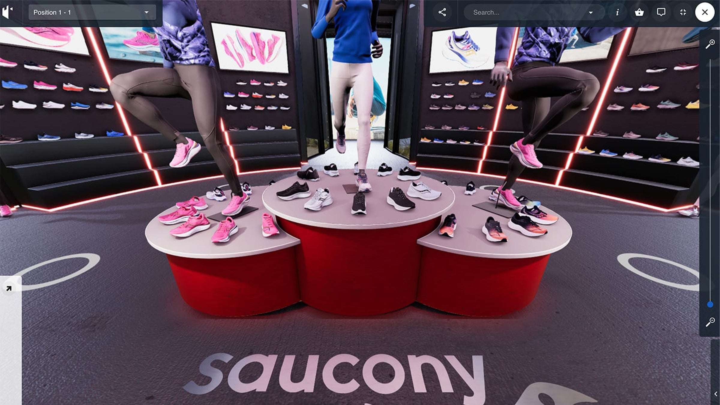 AR display of Saucony shoes
