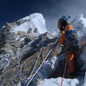 Climbers approach the Hillary Step.