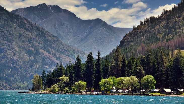 Mountain Peaks All Around and a Backdrop for the Lucerne Campground