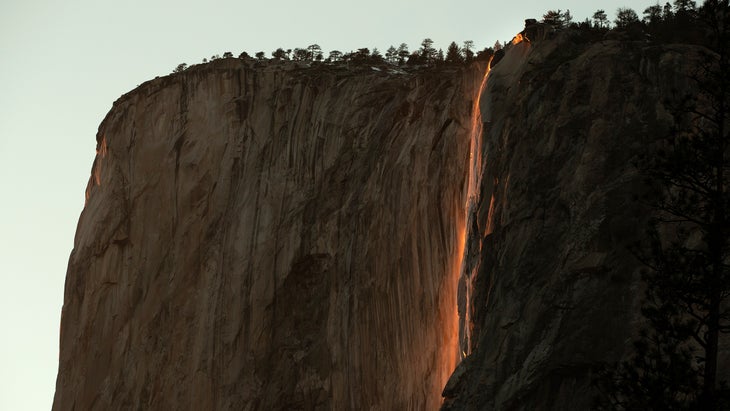 'Firefall' is seen at Yosemite National Park on February 23, 2022 in Yosemite, California.