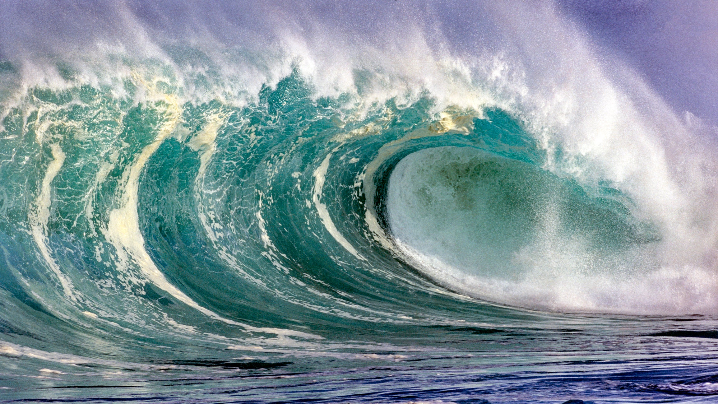 An enormous wave breaks in Hawaii.