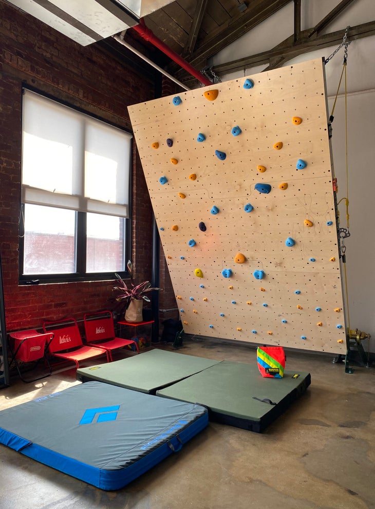 Climbing wall in a New York design studio