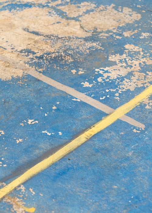 A boundary line on a neighborhood volleyball court in Arraiján, Panama
