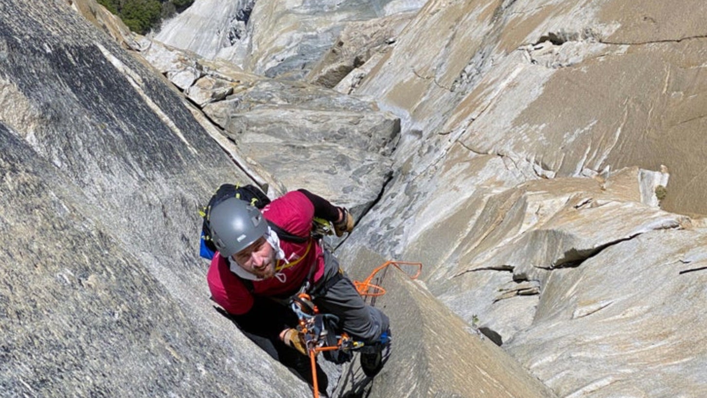Sean Allen rock climbing.