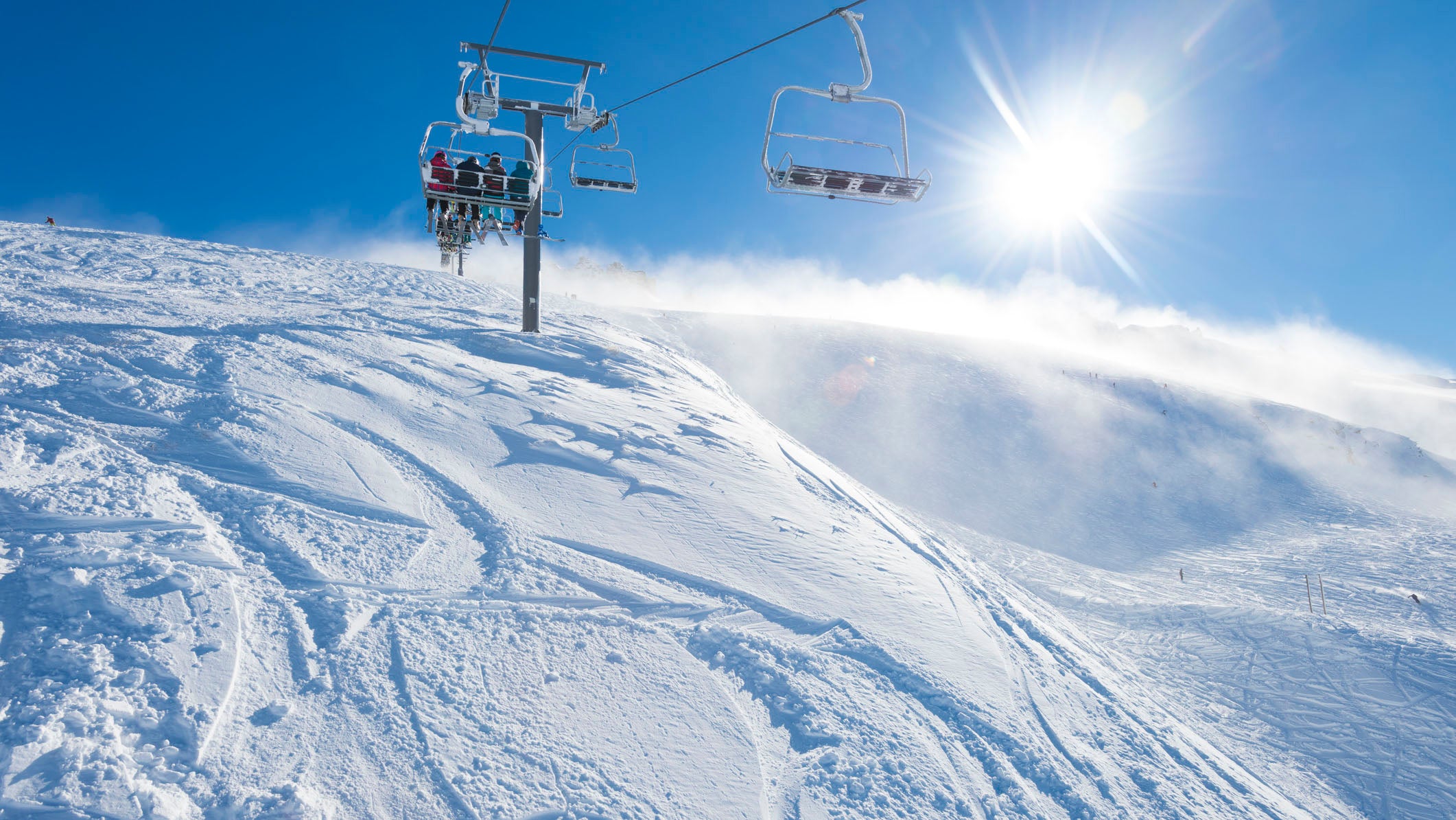 Tons of snow at a ski resort.