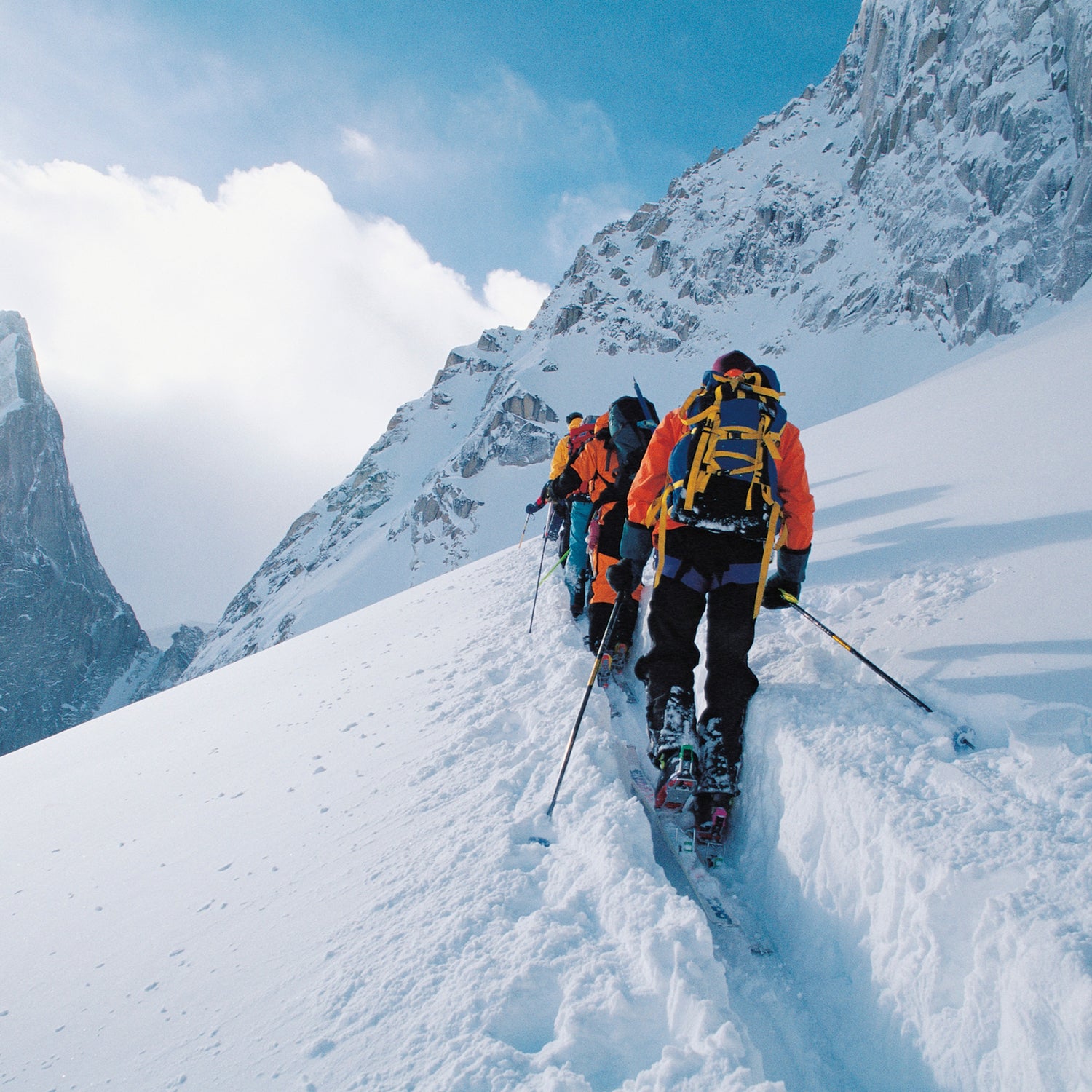 Backcountry skiers in skintrack